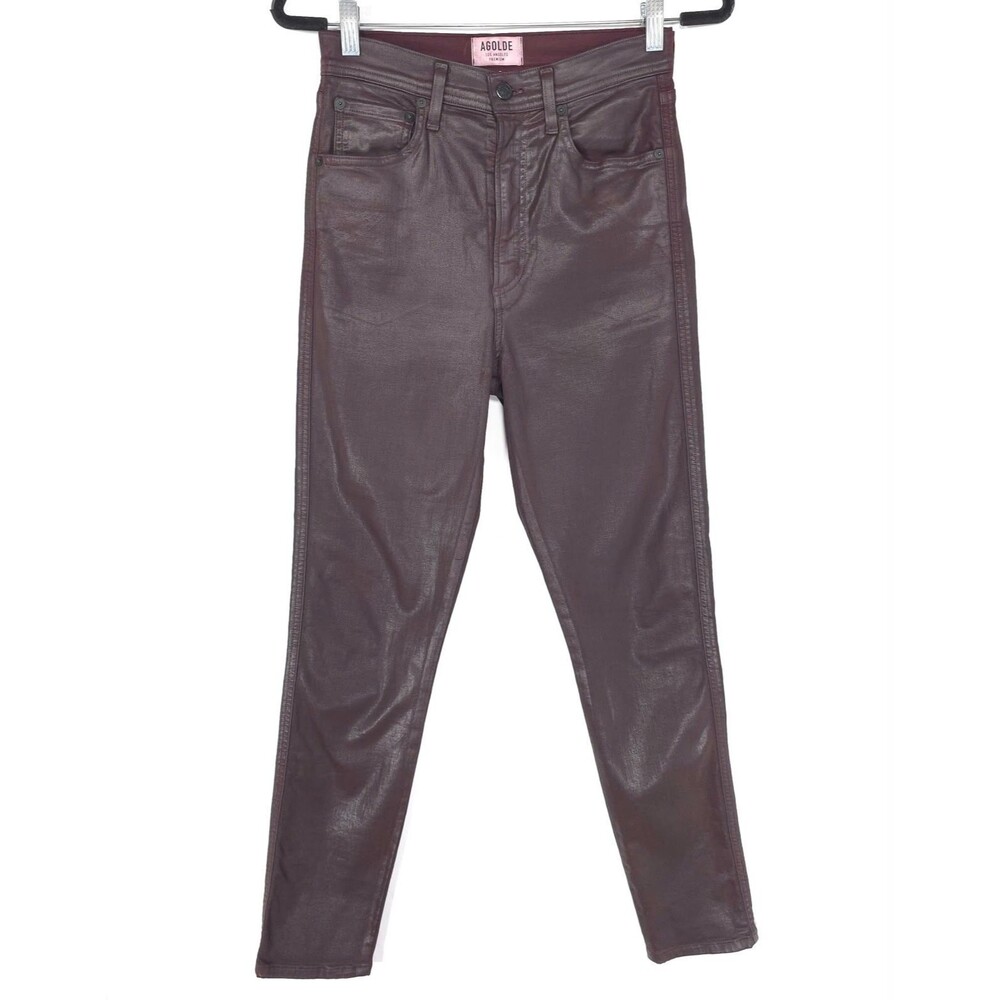 AGOLDE LOS ANGELES PREMIUM Women's Coated Pants 27 Burgundy USA MADE A051-2091